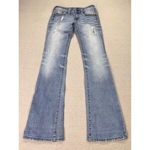 Affliction Women's 25 Black Premium Jade Distressed Bootcut Jeans Light Wash